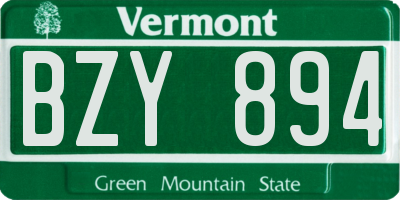 VT license plate BZY894