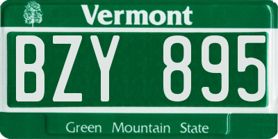 VT license plate BZY895