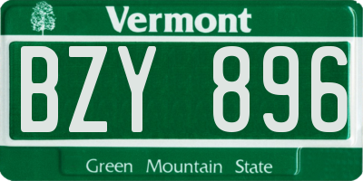 VT license plate BZY896