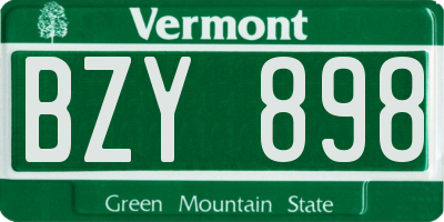 VT license plate BZY898