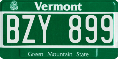VT license plate BZY899