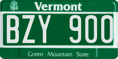 VT license plate BZY900