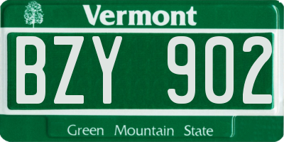 VT license plate BZY902