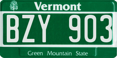 VT license plate BZY903