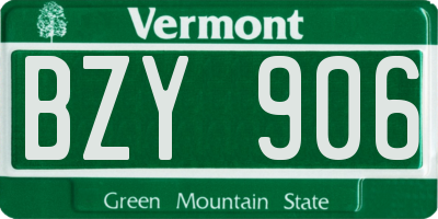 VT license plate BZY906