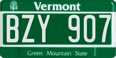 VT license plate BZY907