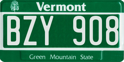 VT license plate BZY908
