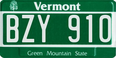 VT license plate BZY910