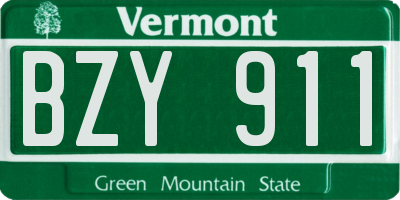 VT license plate BZY911