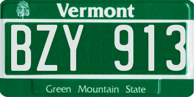 VT license plate BZY913