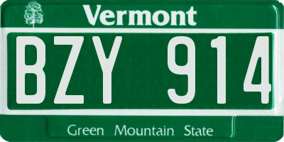 VT license plate BZY914