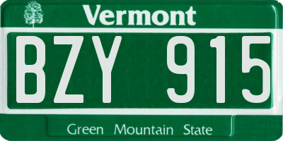 VT license plate BZY915