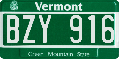 VT license plate BZY916