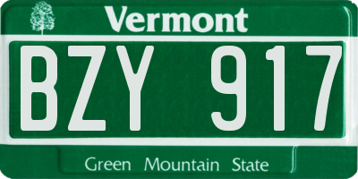 VT license plate BZY917