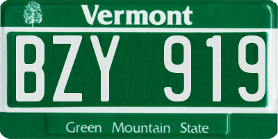 VT license plate BZY919