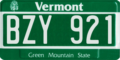VT license plate BZY921