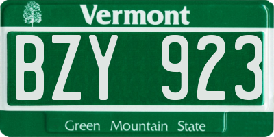 VT license plate BZY923
