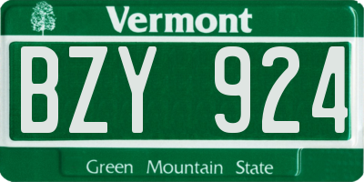 VT license plate BZY924