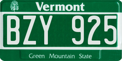 VT license plate BZY925