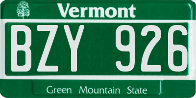 VT license plate BZY926