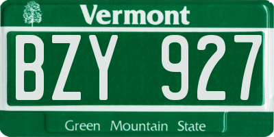 VT license plate BZY927
