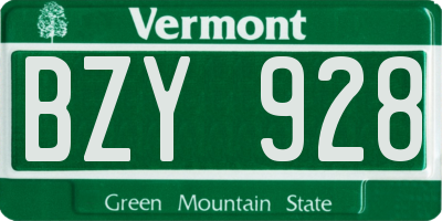 VT license plate BZY928