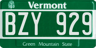 VT license plate BZY929