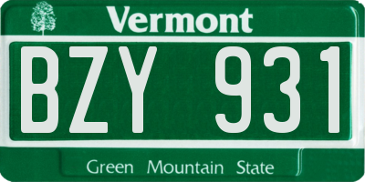VT license plate BZY931
