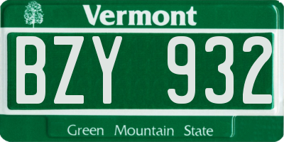 VT license plate BZY932