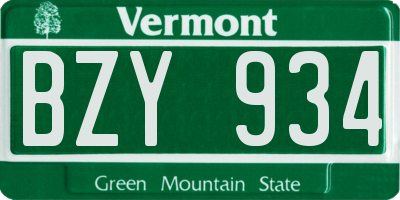 VT license plate BZY934