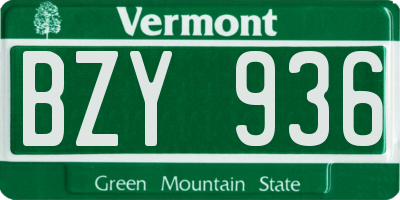 VT license plate BZY936
