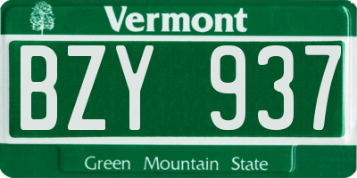 VT license plate BZY937