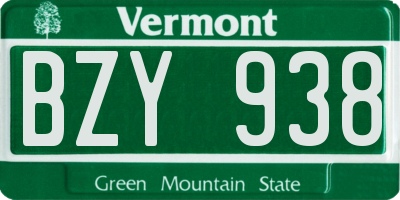 VT license plate BZY938