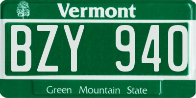 VT license plate BZY940