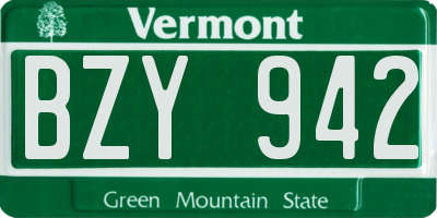 VT license plate BZY942