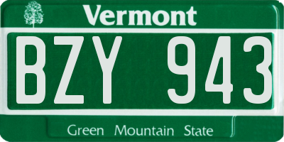 VT license plate BZY943