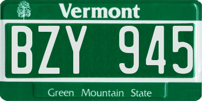 VT license plate BZY945