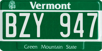 VT license plate BZY947