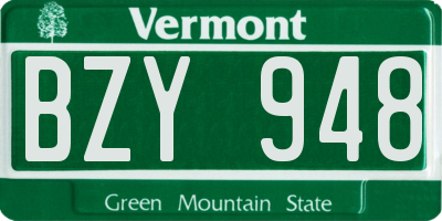 VT license plate BZY948