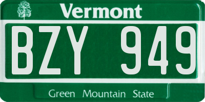 VT license plate BZY949