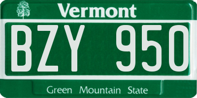 VT license plate BZY950