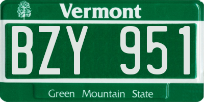 VT license plate BZY951