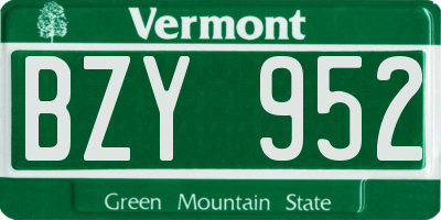 VT license plate BZY952