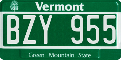 VT license plate BZY955
