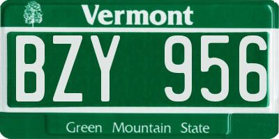 VT license plate BZY956