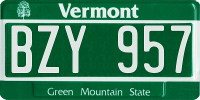VT license plate BZY957