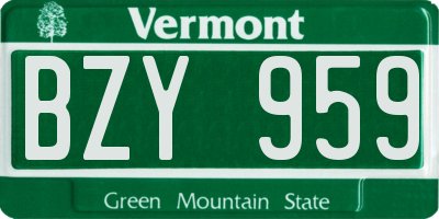 VT license plate BZY959