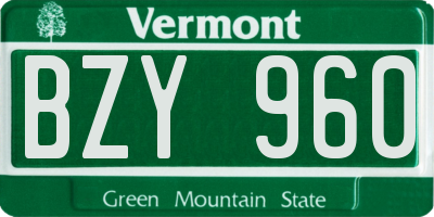 VT license plate BZY960