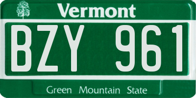 VT license plate BZY961