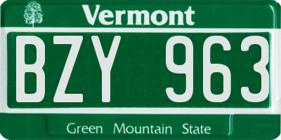 VT license plate BZY963